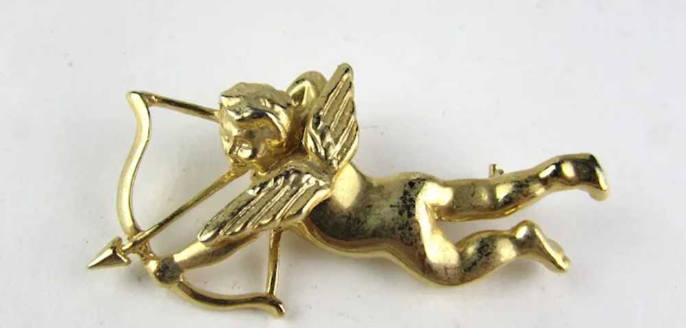 Gold Tone Cupid Pin Numbered Not Signed - image 2