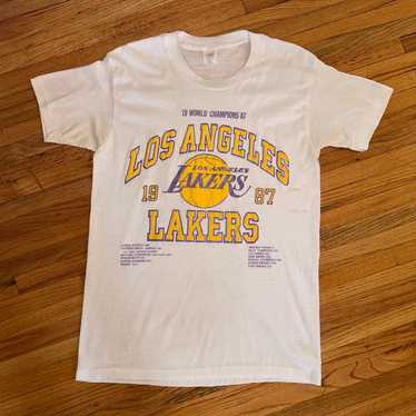 LOS ANGELES LAKERS VINTAGE 1987 WORLD CHAMPIONS GLASS BEER MUG - Bucks  County Baseball Co.