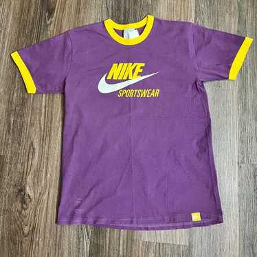 Nautica T-Shirt Mens Size L Y2K Purple Gold Yellow Lakers Colors N Logo  Ringer