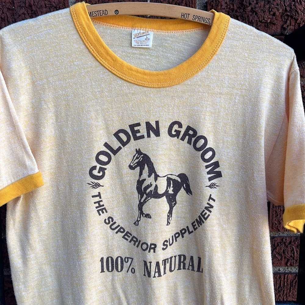 Vintage 1980’s Sportswear Golden Groom Ringer T-S… - image 2