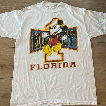 Vintage 80s Mickey Mouse Florida White T-shirt Lar