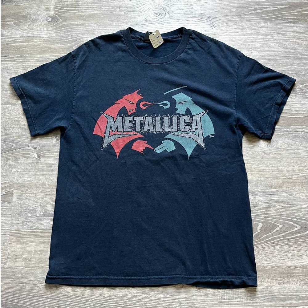 Metallica Blue and Red Logo Vintage T-Shirt Giant… - image 1