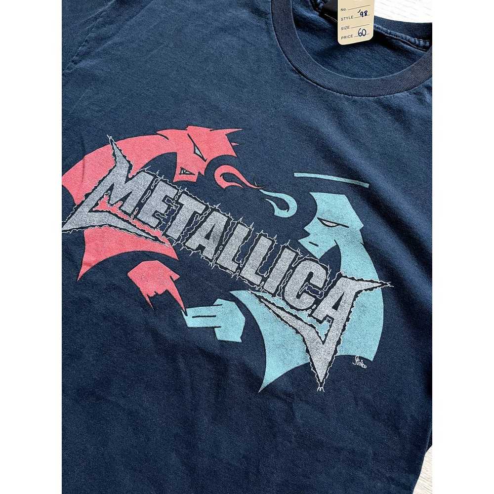 Metallica Blue and Red Logo Vintage T-Shirt Giant… - image 2