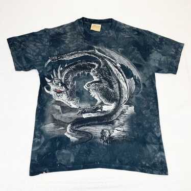 Vintage Y2K Dragon Knight Tie Dye T-Shirt Large Bl