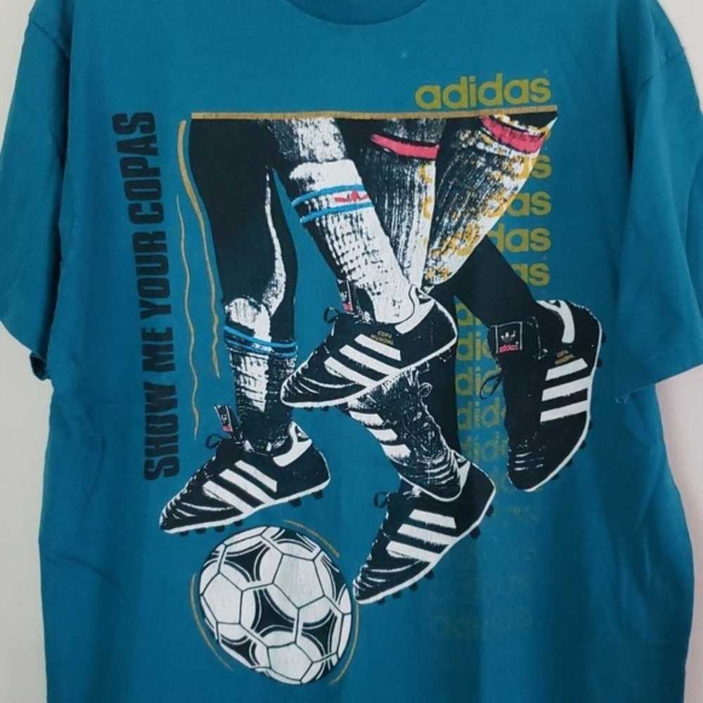 Rare Vintage 89-96 Adidas T shirt, made in USA, b… - image 2