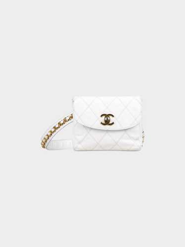 Chanel 1990s White Vintage Belt Flap Bag