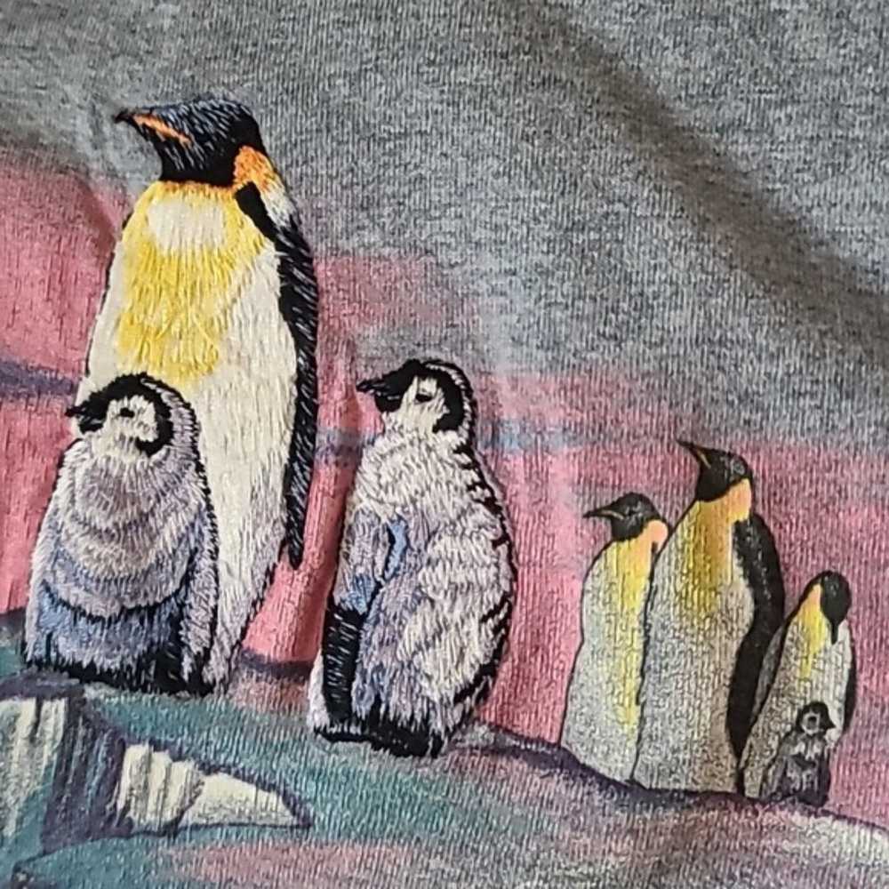 Vintage Rare Single Stitch Penguin embroidered Gl… - image 3