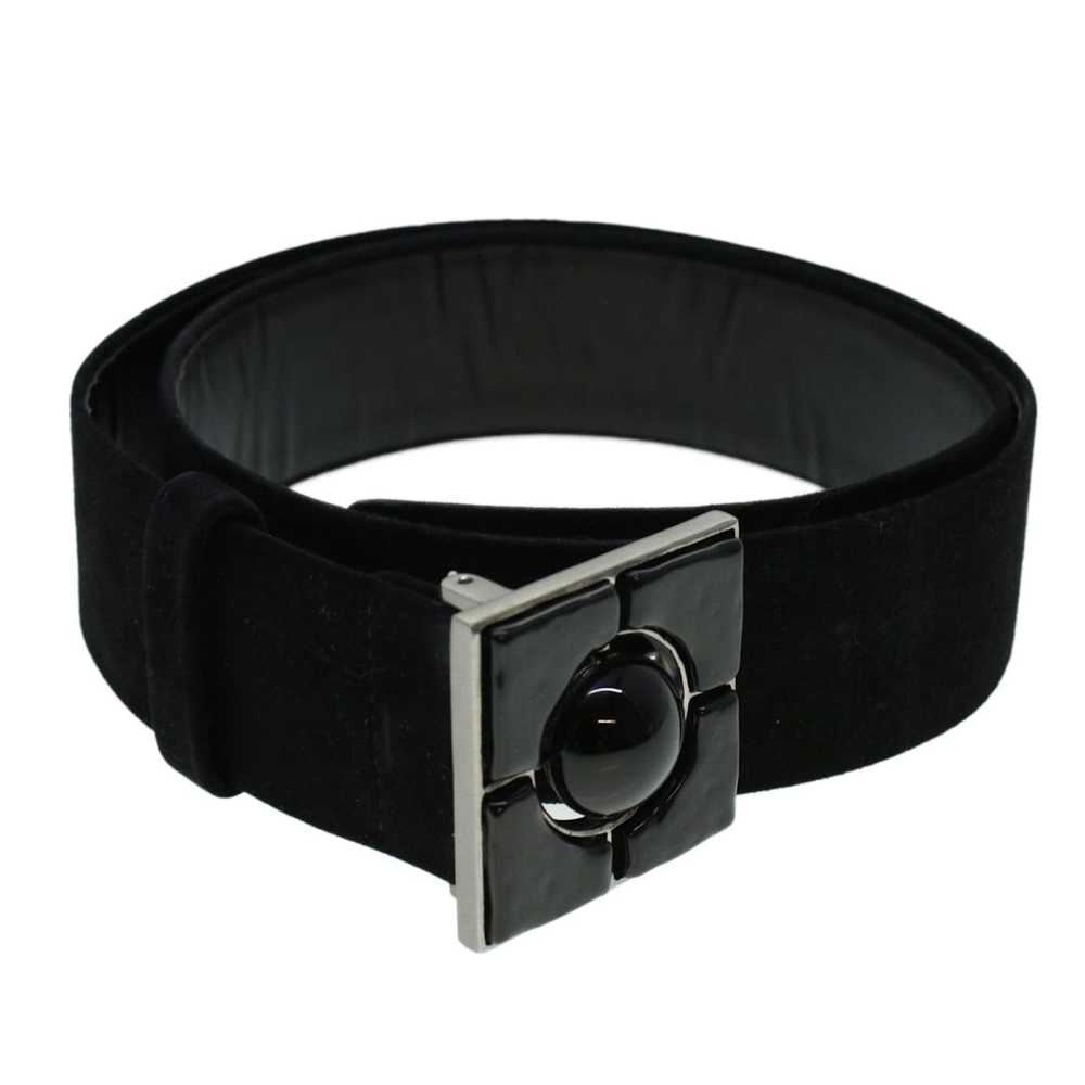 Chanel CHANEL Belt Suede 39.4" Black CC Auth bs51… - image 1
