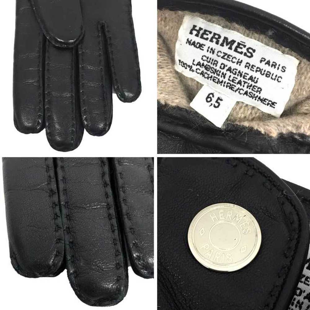 Hermes HERMES Lambskin Gloves #6.5 Black Nappa Le… - image 3