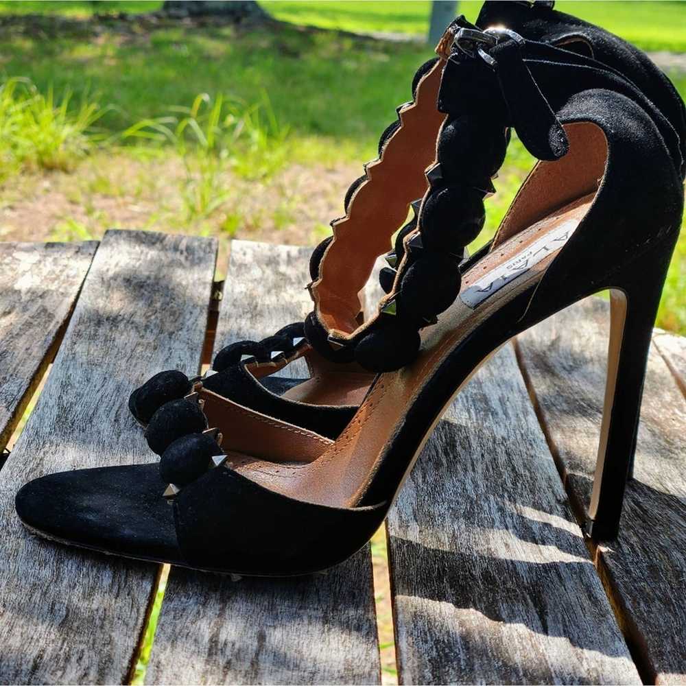 Alaia Alaia Paris Velvet Studded Accents Sandals … - image 11