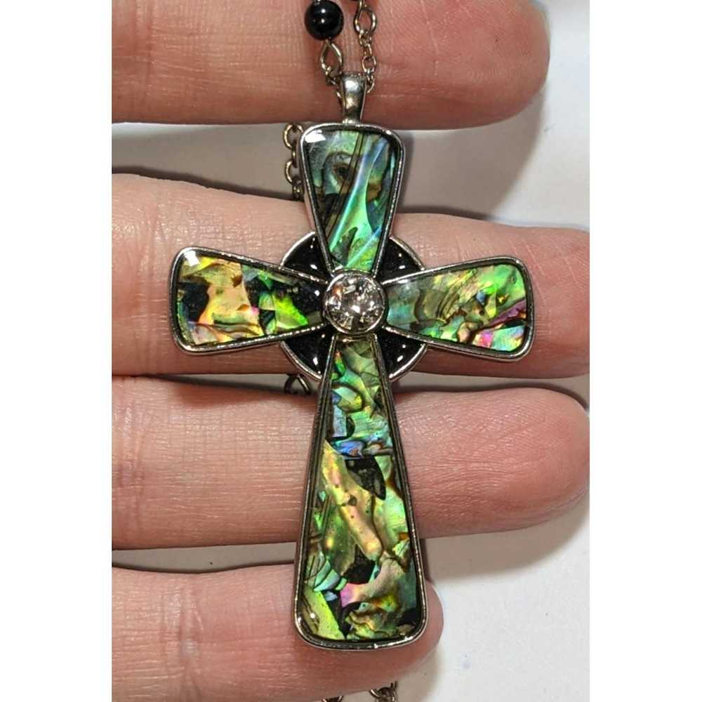 Other Abalone Beaded Cross Necklace - image 1