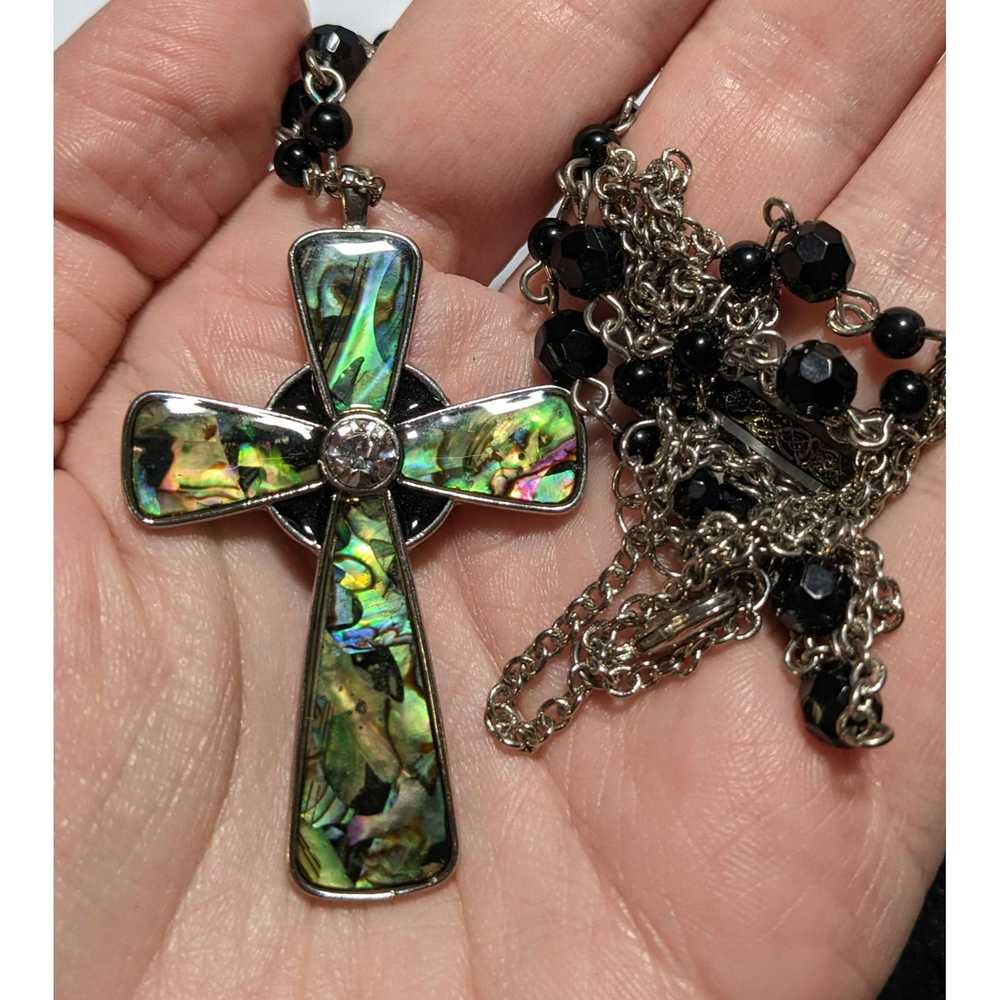 Other Abalone Beaded Cross Necklace - image 2