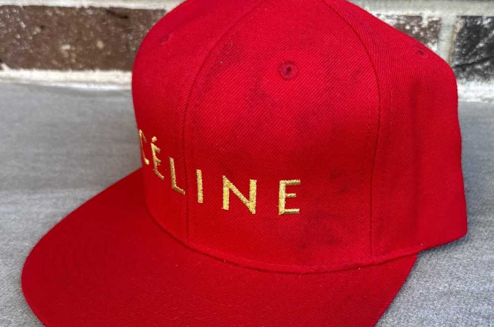 Celine Rare Retro "Céline" Red Gold Snapback Hat … - image 3