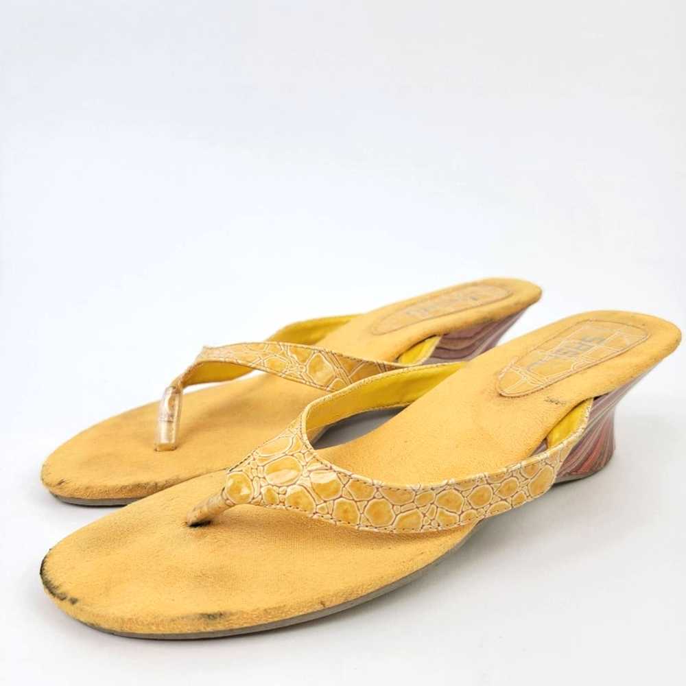 Vintage Vintage Y2k SASHU Yellow Croc Wedge Sanda… - image 2