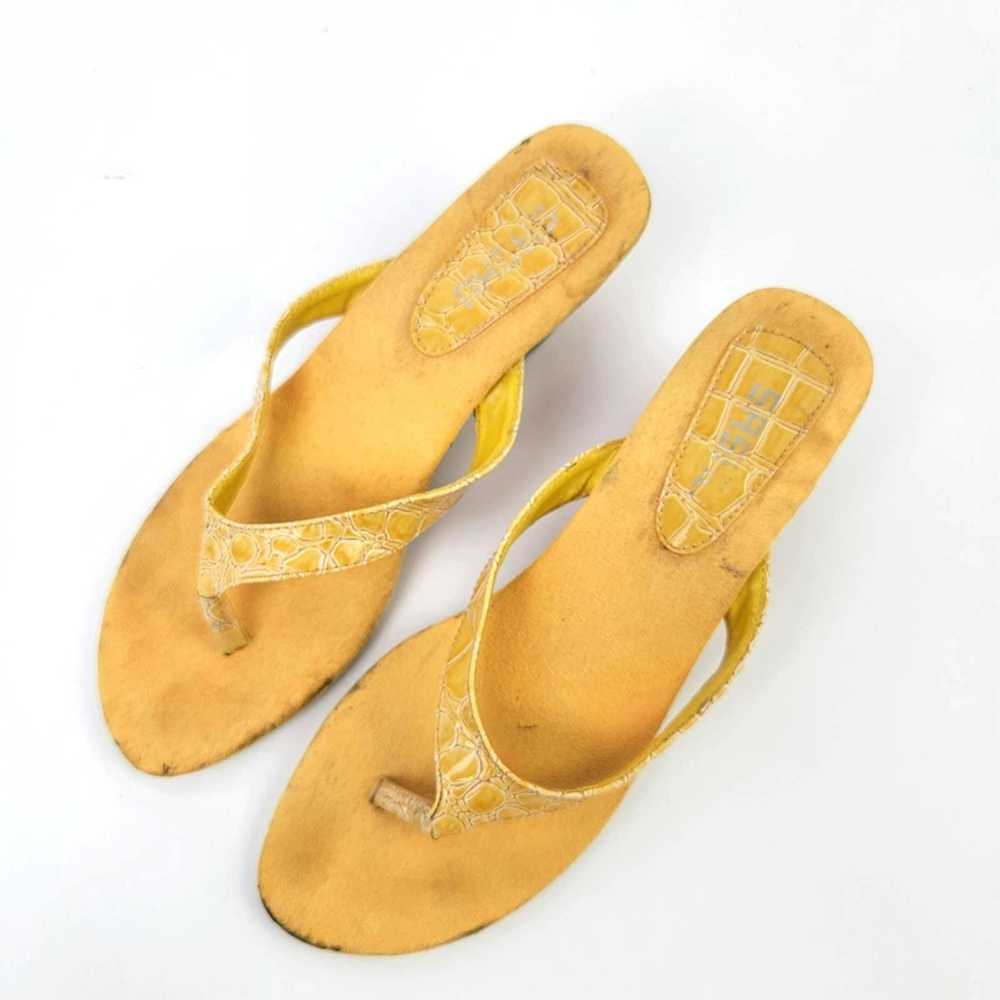 Vintage Vintage Y2k SASHU Yellow Croc Wedge Sanda… - image 3