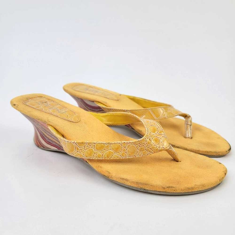 Vintage Vintage Y2k SASHU Yellow Croc Wedge Sanda… - image 6