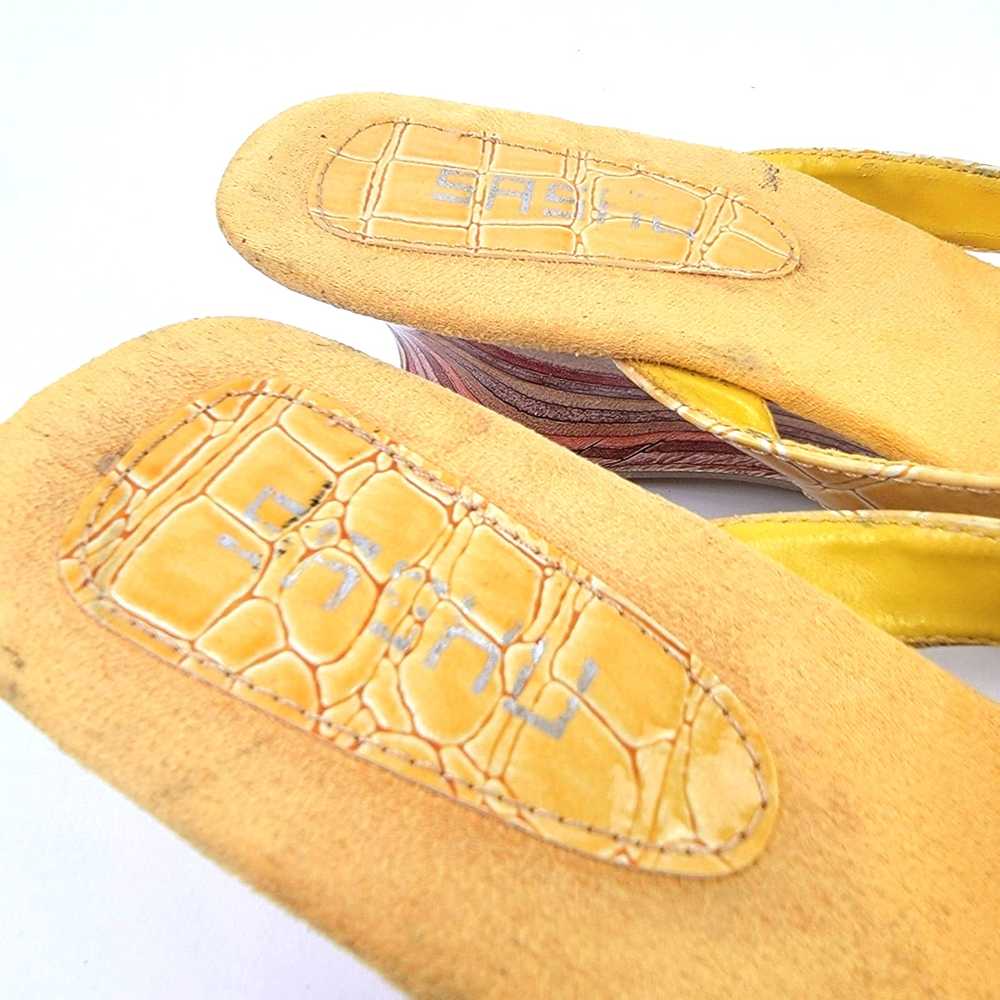 Vintage Vintage Y2k SASHU Yellow Croc Wedge Sanda… - image 8
