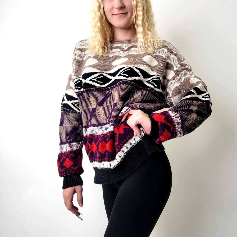 London Fog Vintage 90s Crew Neck Chunky Knit Over… - image 1