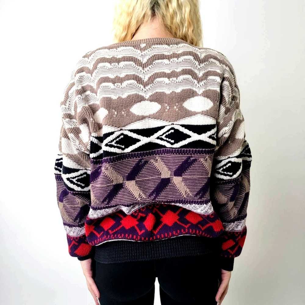 London Fog Vintage 90s Crew Neck Chunky Knit Over… - image 2