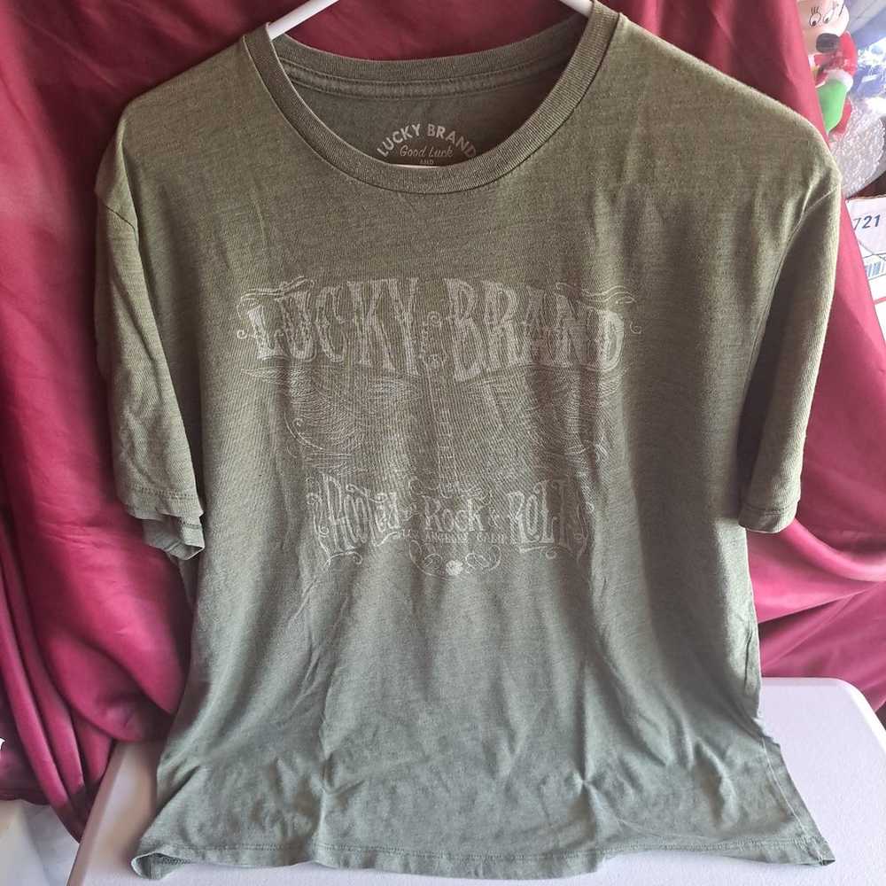 Lucky Brand T Shirt Medium Rooted on Rock & Roll … - image 1