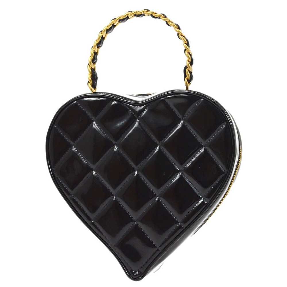 Chanel CHANEL * 1995 Black Patent Leather Heart v… - image 2