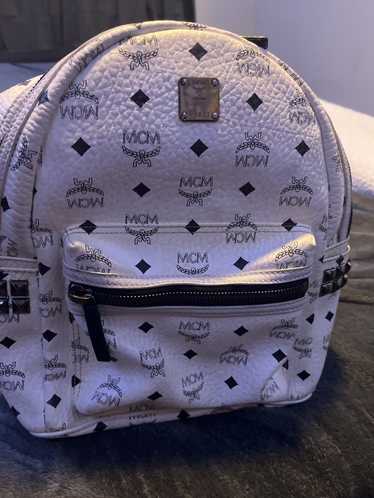 MCM Mini white studded backpack