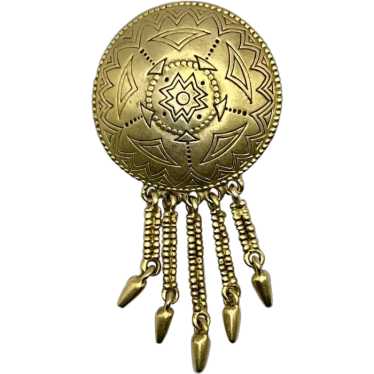 Vintage Goldtone Decorative Shield and Spear Dang… - image 1