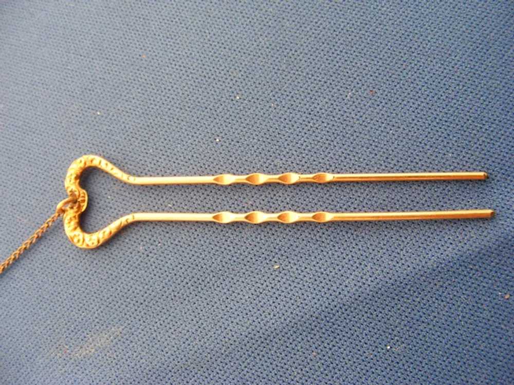 Victorian GF Hair Pin Chain for Pince Nez Heart S… - image 2