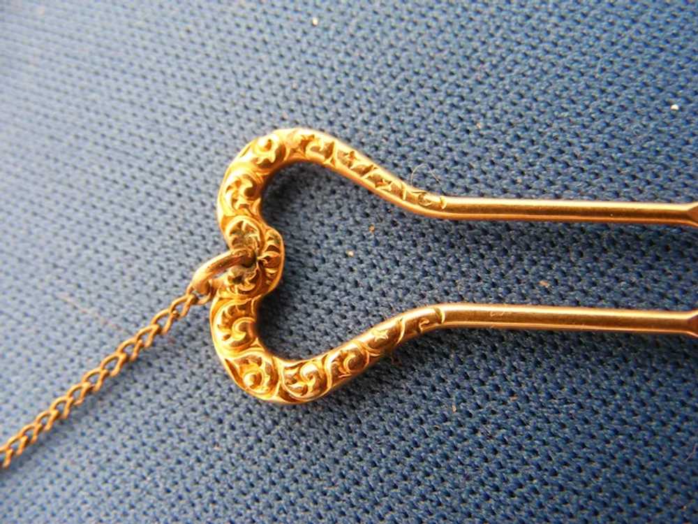 Victorian GF Hair Pin Chain for Pince Nez Heart S… - image 7