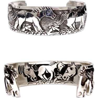 Navajo Horse Bracelet Lloyd Becenti Sterling Silv… - image 1