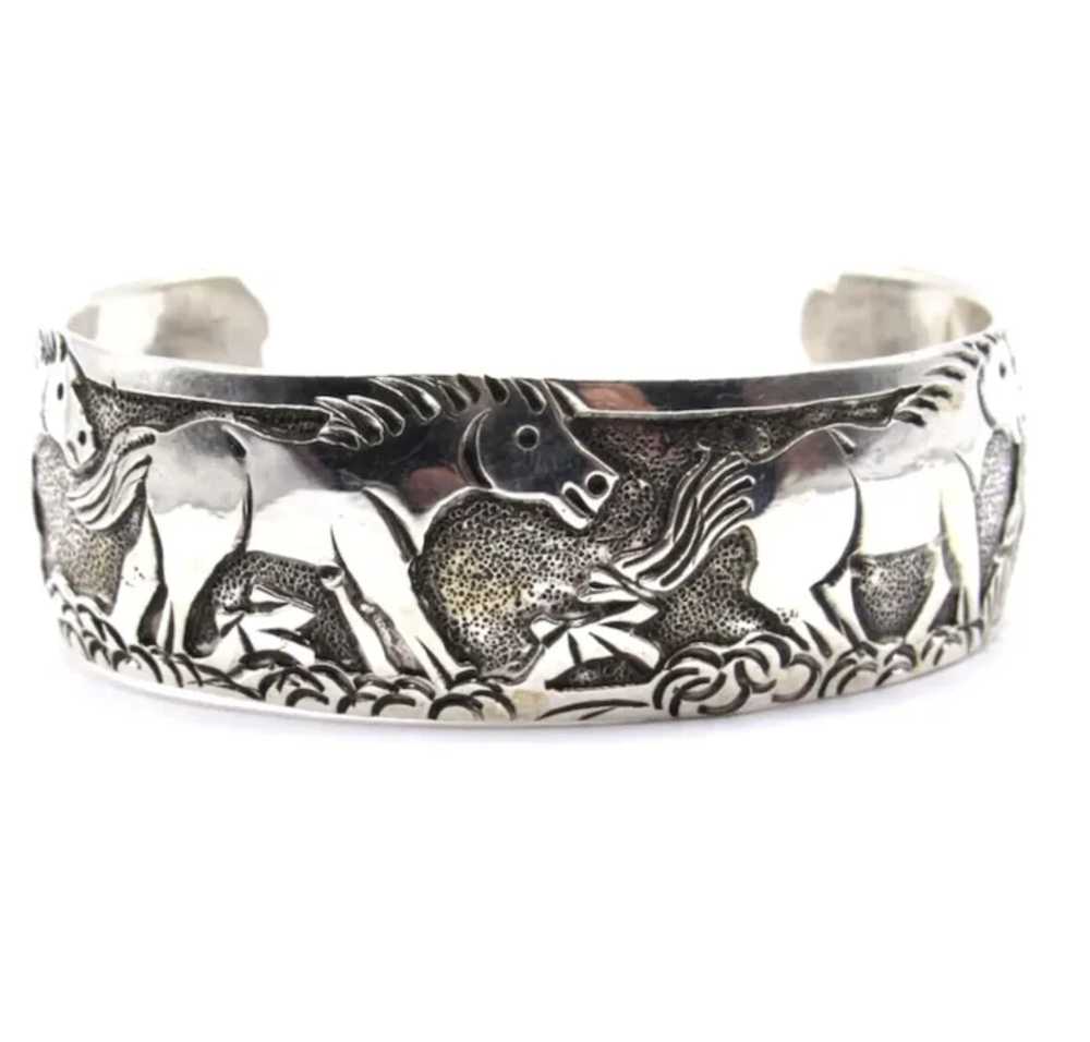 Navajo Horse Bracelet Lloyd Becenti Sterling Silv… - image 2