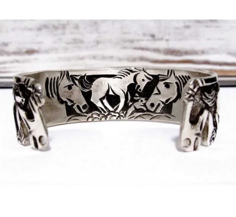 Navajo Horse Bracelet Lloyd Becenti Sterling Silv… - image 3