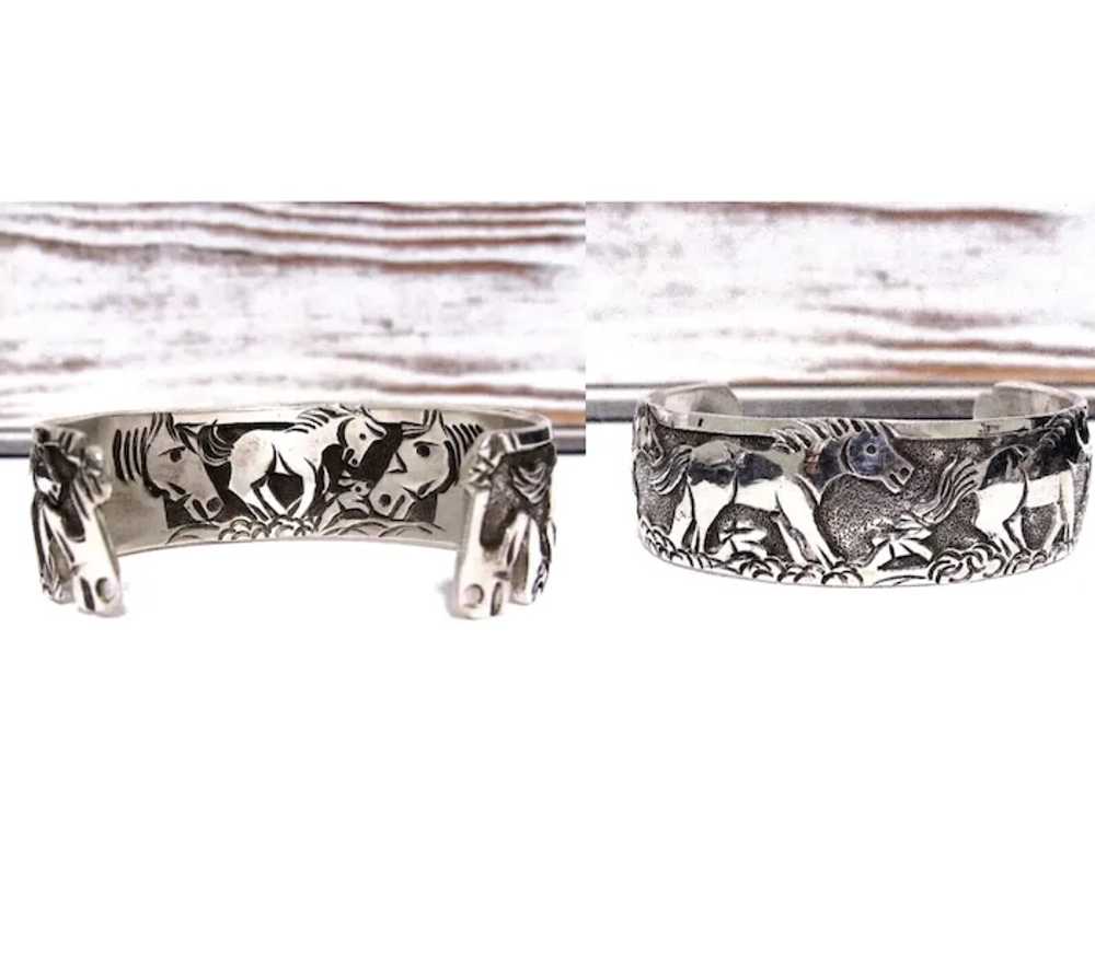 Navajo Horse Bracelet Lloyd Becenti Sterling Silv… - image 4