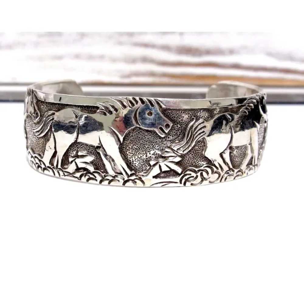 Navajo Horse Bracelet Lloyd Becenti Sterling Silv… - image 5