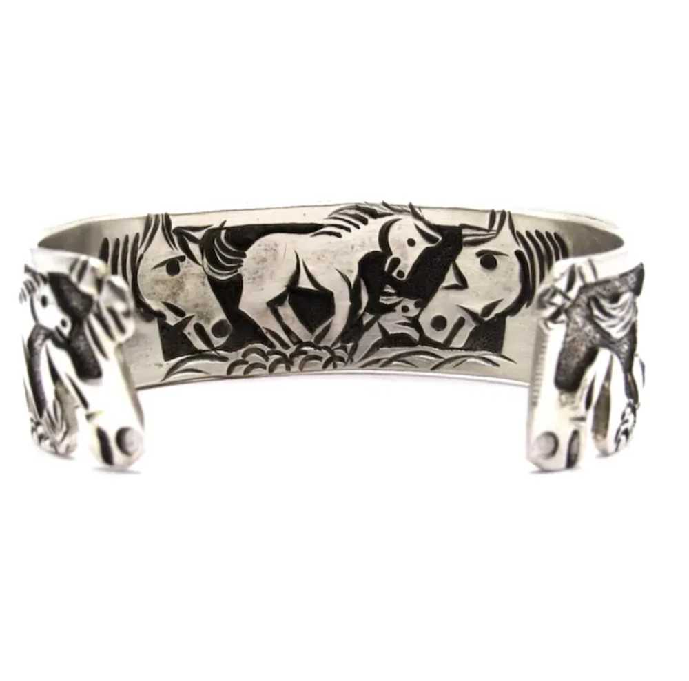 Navajo Horse Bracelet Lloyd Becenti Sterling Silv… - image 7