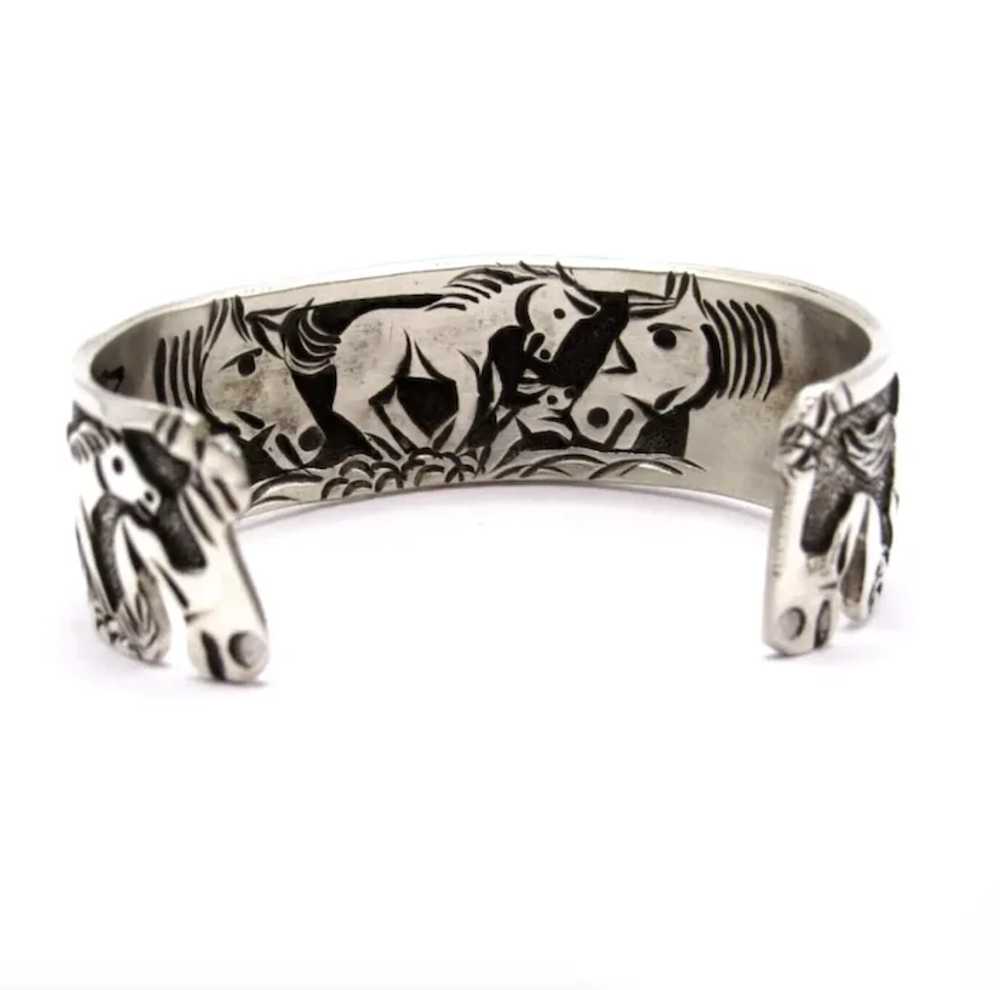 Navajo Horse Bracelet Lloyd Becenti Sterling Silv… - image 9