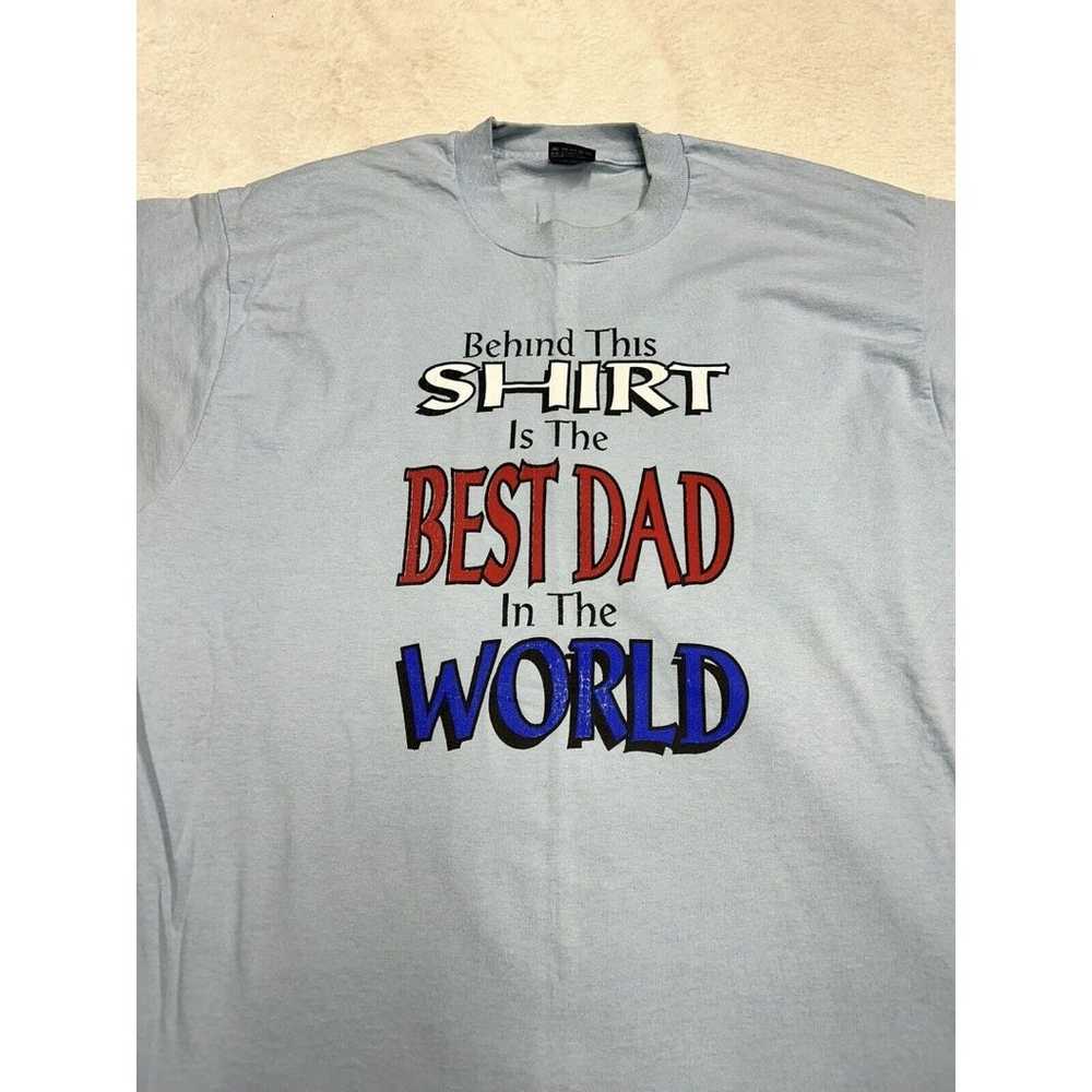 Vintage 90s "Best Dad" Blue Single Stitch Graphic… - image 2