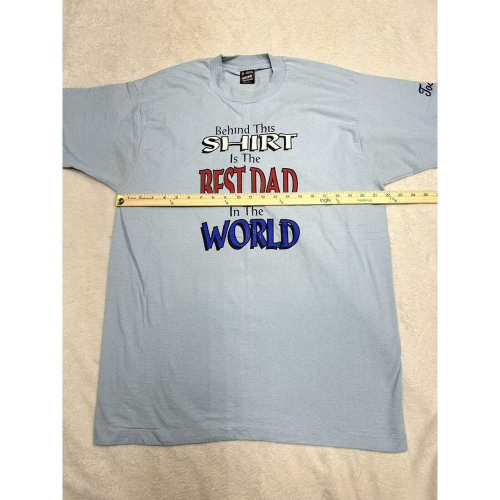 Vintage 90s "Best Dad" Blue Single Stitch Graphic… - image 6