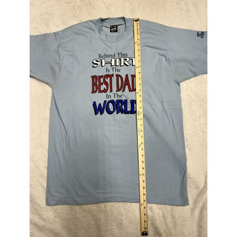 Vintage 90s "Best Dad" Blue Single Stitch Graphic… - image 7