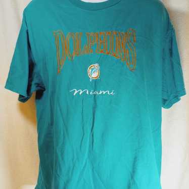 Vintage 90s Miami Dolphins Embroidered Distressed… - image 1