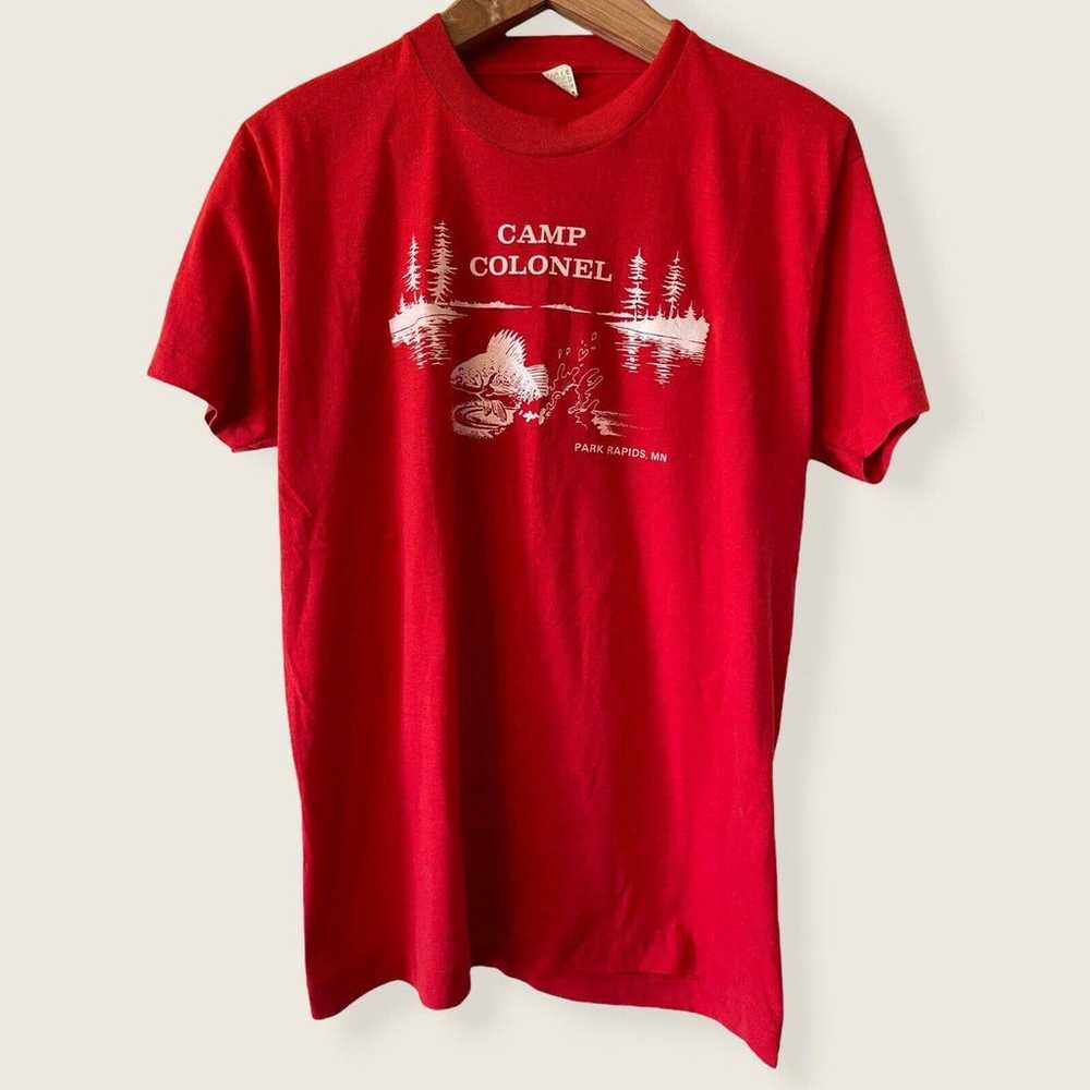 Vintage Camp Colonel Graphic Tee~Summer Camp~Red~… - image 1