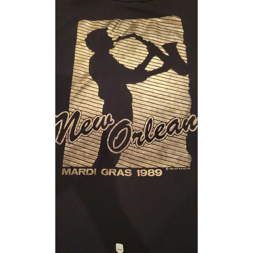 Vtg 1989 Alore Black T-shirt "MARDI GRAS 1989" XL… - image 8