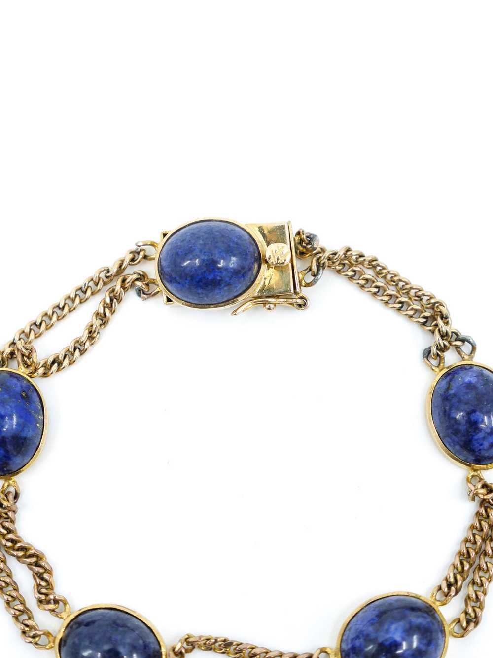 14k Lapis Cabochon Chain Bracelet - image 3