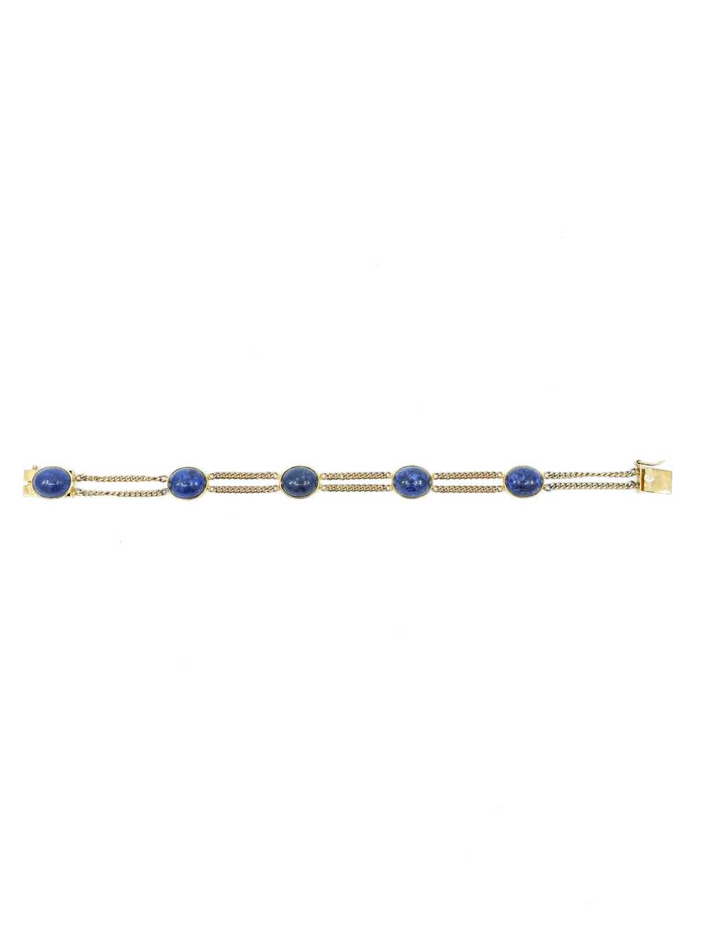14k Lapis Cabochon Chain Bracelet - image 4