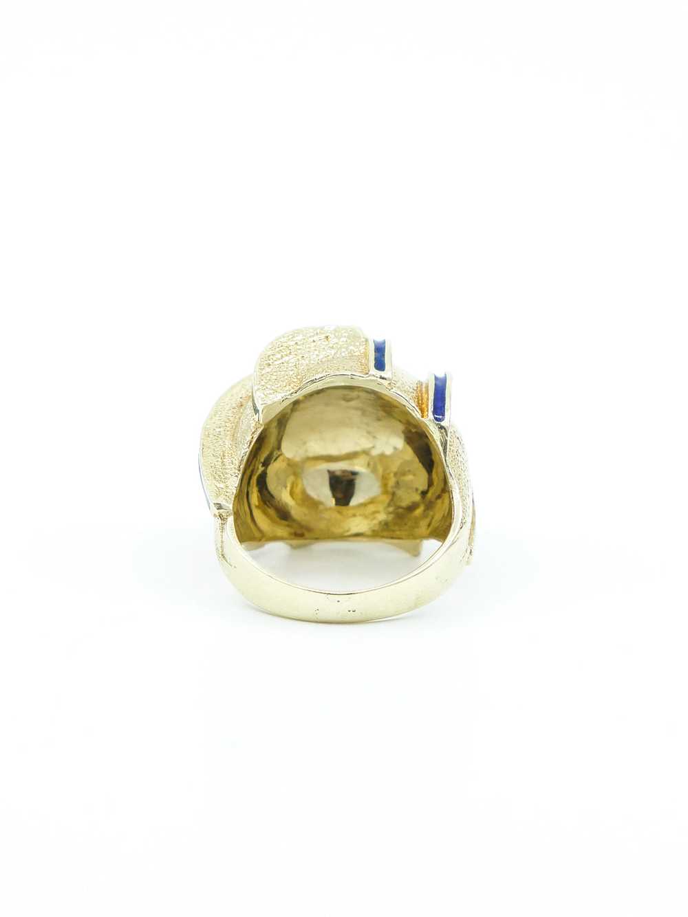 18k Enamel Basketweave Dome Ring - image 4