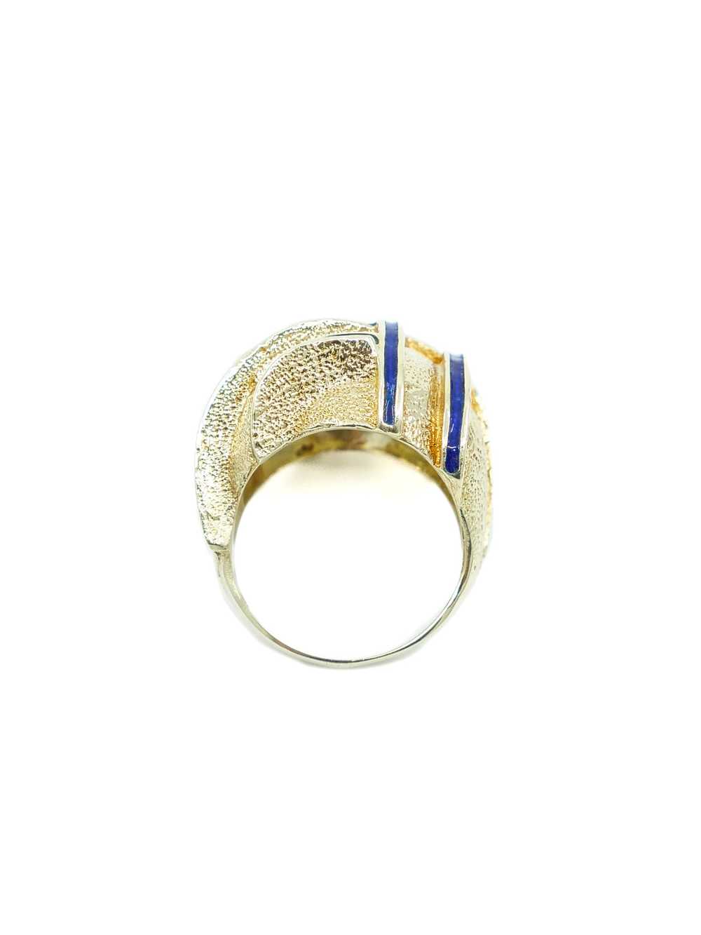 18k Enamel Basketweave Dome Ring - image 5