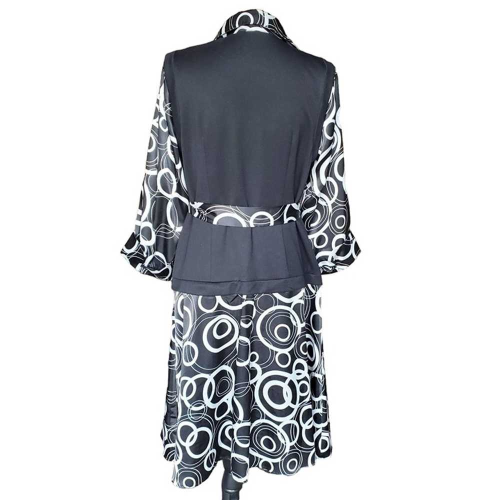 VTG Dress Barn Faux Two Piece Dress Black & White… - image 3