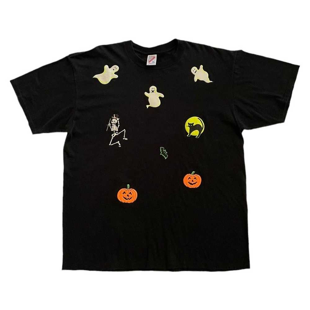 Vintage Happy Halloween puff paint 2-sided tshirt… - image 2