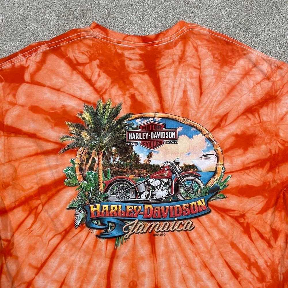Vintage y2k orange tie dye Harley Davidson Jamaic… - image 4