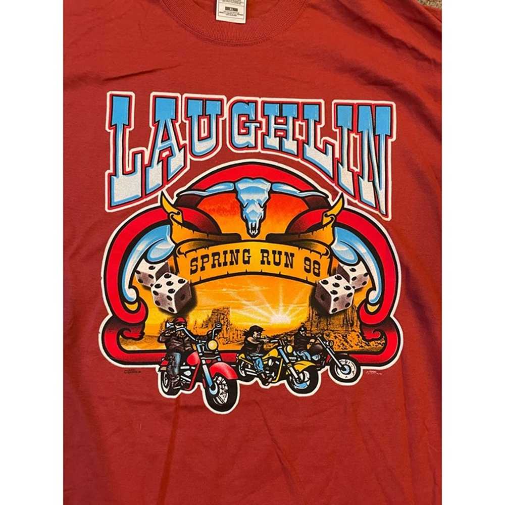 Vintage Rare 90s Laughlin Spring Run T Shirt Bike… - image 2
